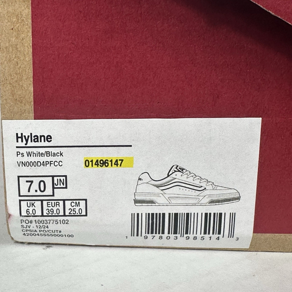 Vans Hylane Youth Skate Sneakers Size 7Y VN000D4PFCC White and Black - Picture 10 of 10